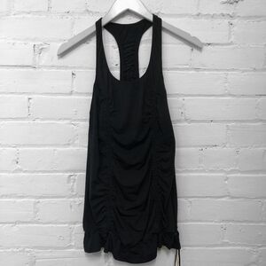 LULULEMON I Just Wanna Run Racerback Tank Top Black with Gold lines
